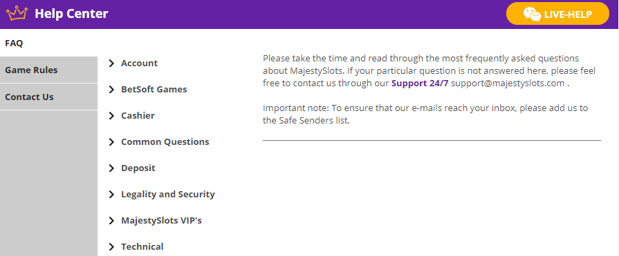 Majesty Slots casino games