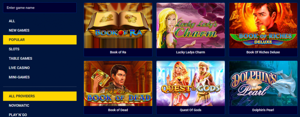 VeryWell Casino games