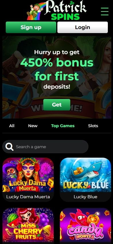 Patrick Spins Casino mobile