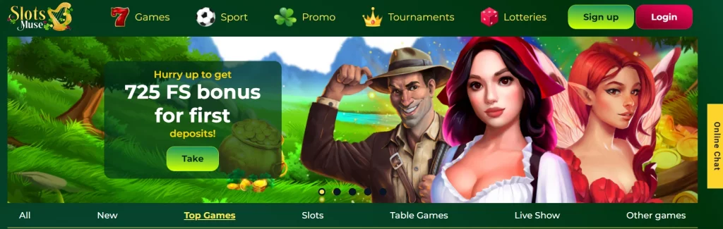 Slots Muse website