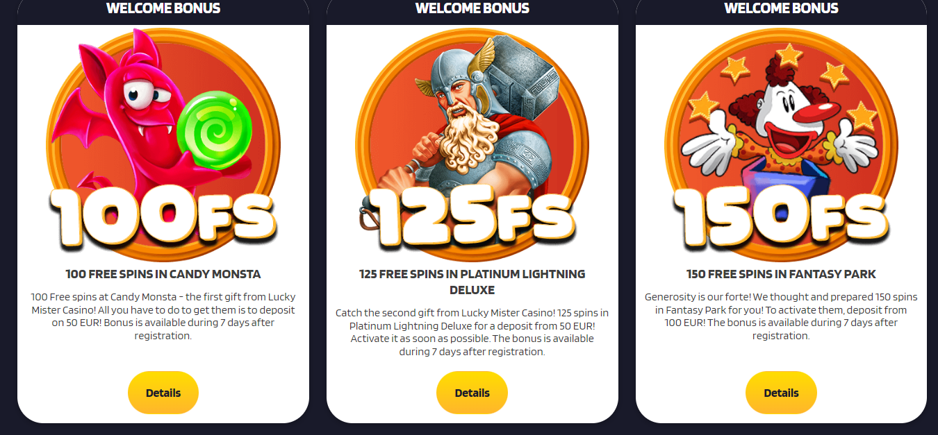 Lucky Mister bonuses